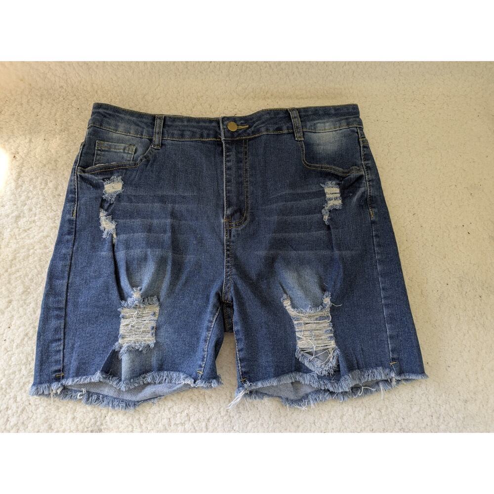 Women SHEIN Denim Distressed, Ripped, Stretchy, Shorts Size XXL